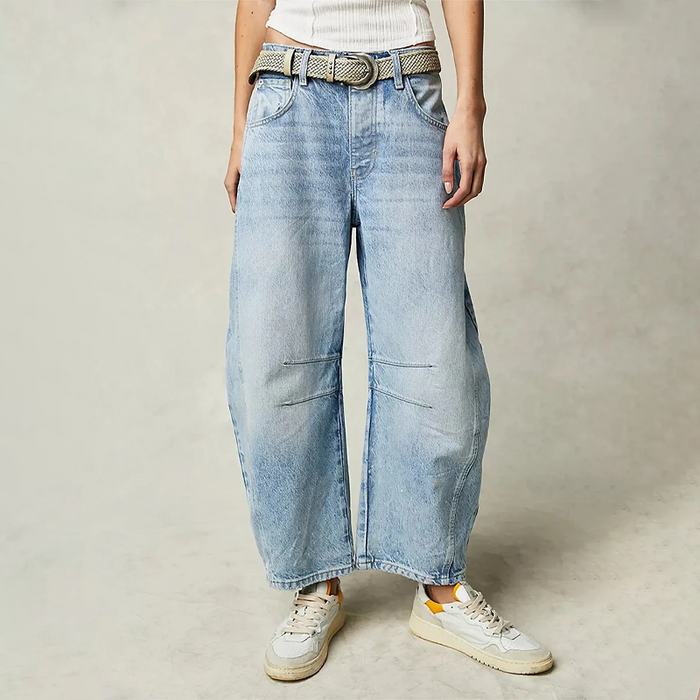 Damen Jeans - High Waist - Weites Bein - Lockerer Oversized Fit - Lässiger Denim