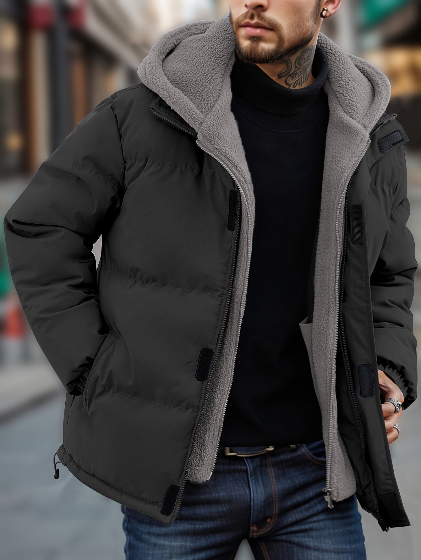 Herren Winterjacke - Wasserabweisend & Gefüttert - Parka mit Kapuze & Taschen