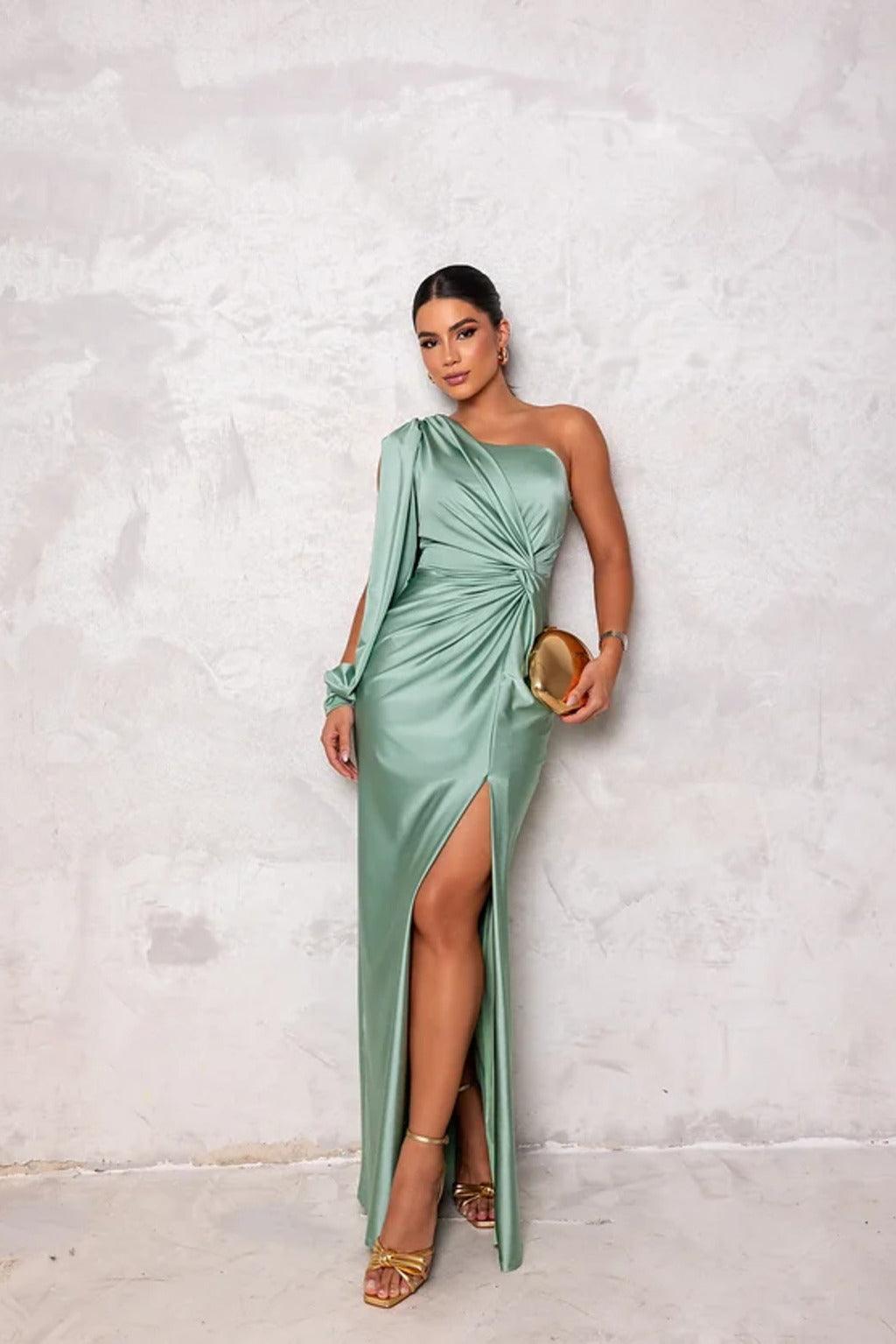 Elegantes Abendkleid für Damen – Bodenlanges Kleid aus Satin