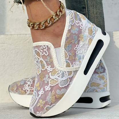 Atmungsaktive slip-on-sneakers mit blumenmuster für den sommer für damen