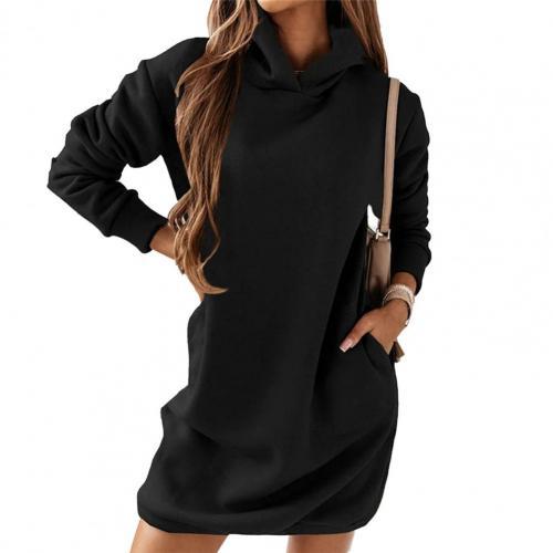 Damen Hoodie Kleid – Oversized Sweatkleid – Lange Ärmel – Mit Kapuze & Taschen