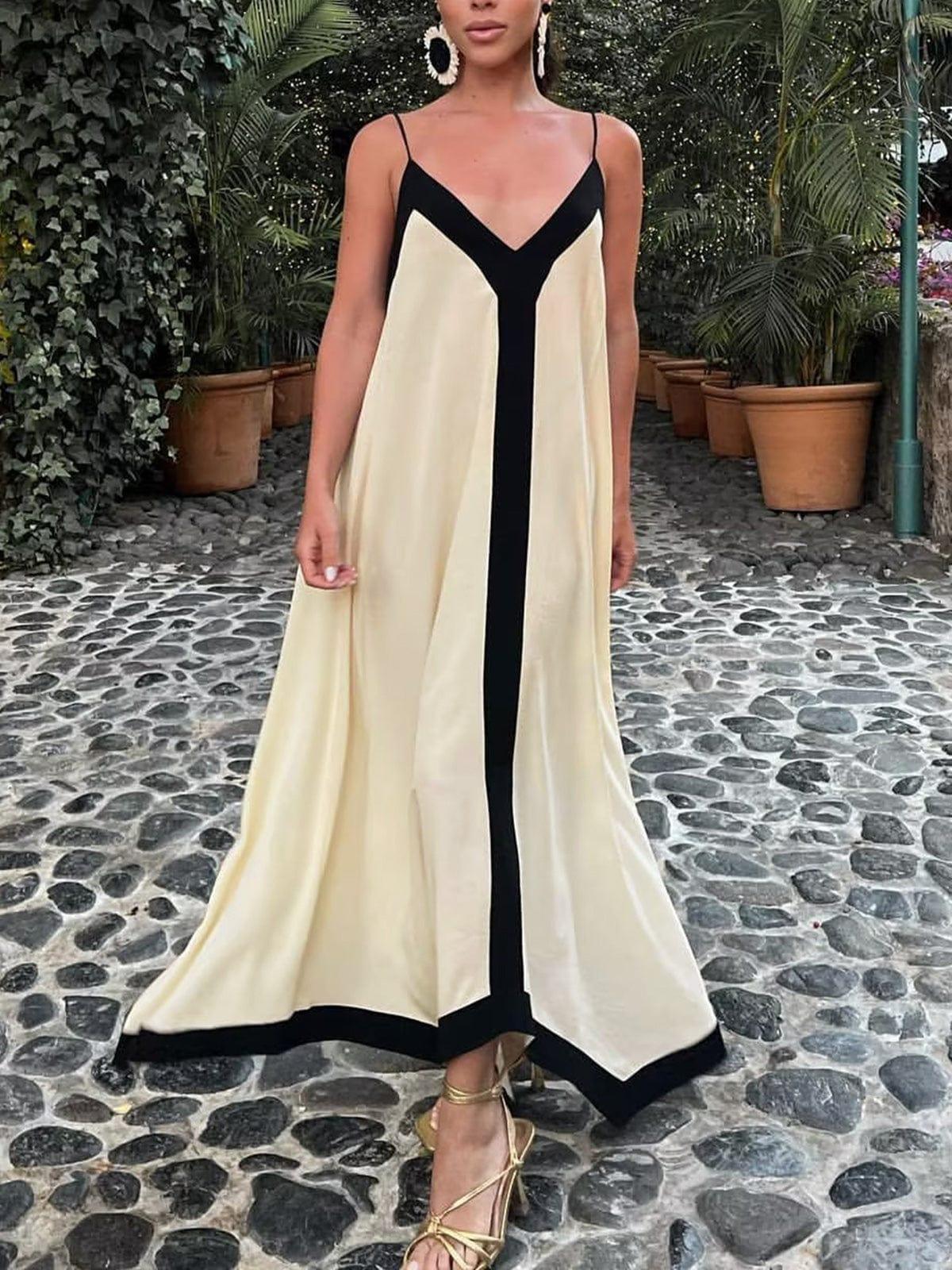 Elegantes V-Ausschnitt Maxi Kleid für Damen