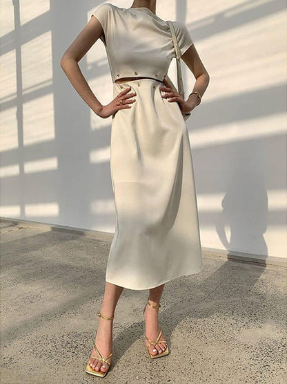 Elegante Midi-Kleid mit Taillenausschnitt für Damen