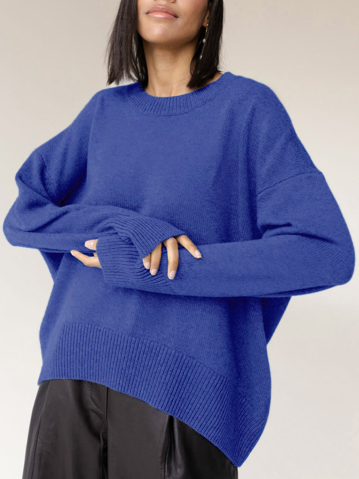 Damen Oversize Pullover – Weiches Strickmaterial – Rundhalsausschnitt – Langer Ärmel