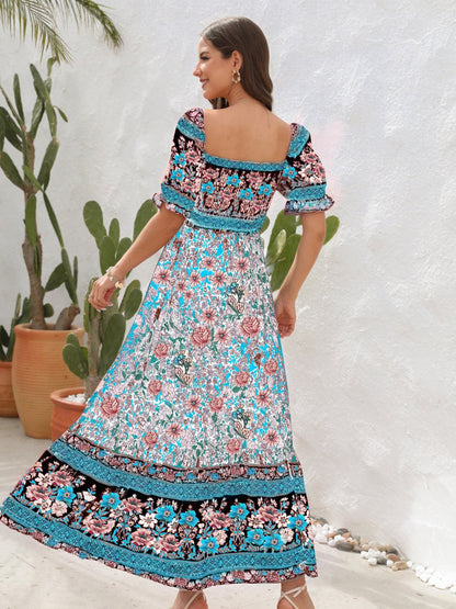 Maxikleid Blumenmuster | Boho-Stil Kleid