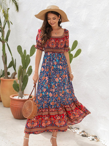 Maxikleid Blumenmuster | Boho-Stil Kleid