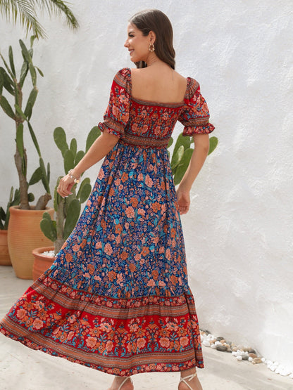 Maxikleid Blumenmuster | Boho-Stil Kleid