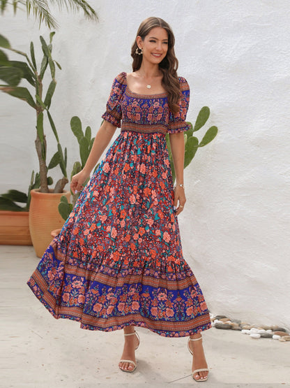 Maxikleid Blumenmuster | Boho-Stil Kleid