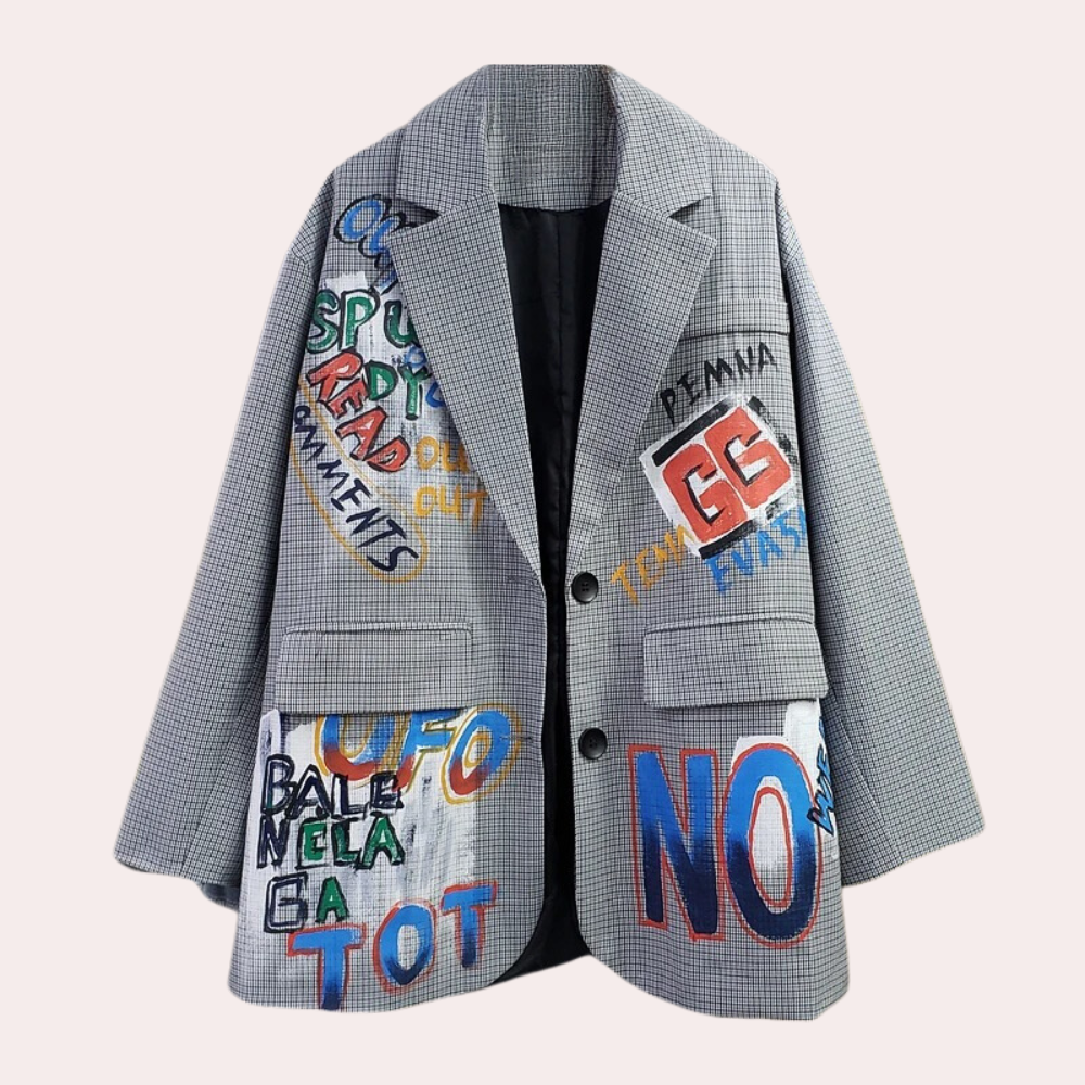 Oversized Damenblazer mit Schriftzug - Freizeitkleidung aus Polyester