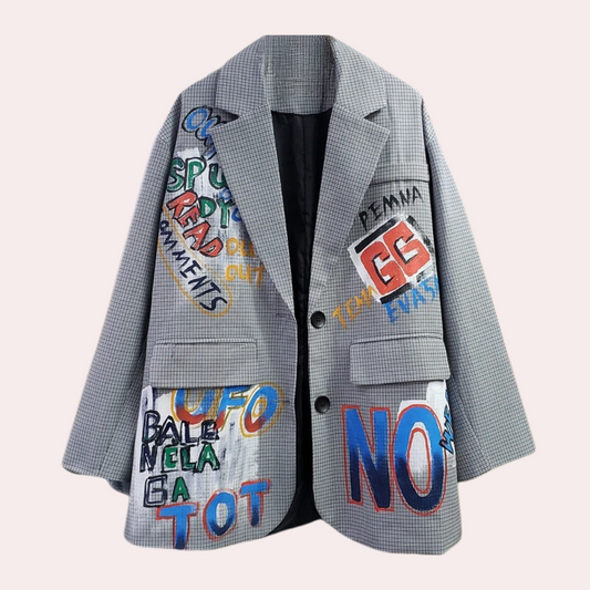 Oversized Damenblazer mit Schriftzug - Freizeitkleidung aus Polyester