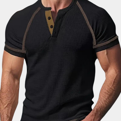 Herren Henley Shirt – Kurzarm – Knopfleiste – Regular Fit – Gerippte Abschlüsse