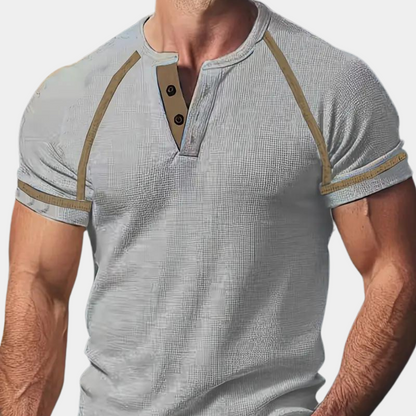 Herren Henley Shirt – Kurzarm – Atmungsaktiv – Bequemer Casual Fit