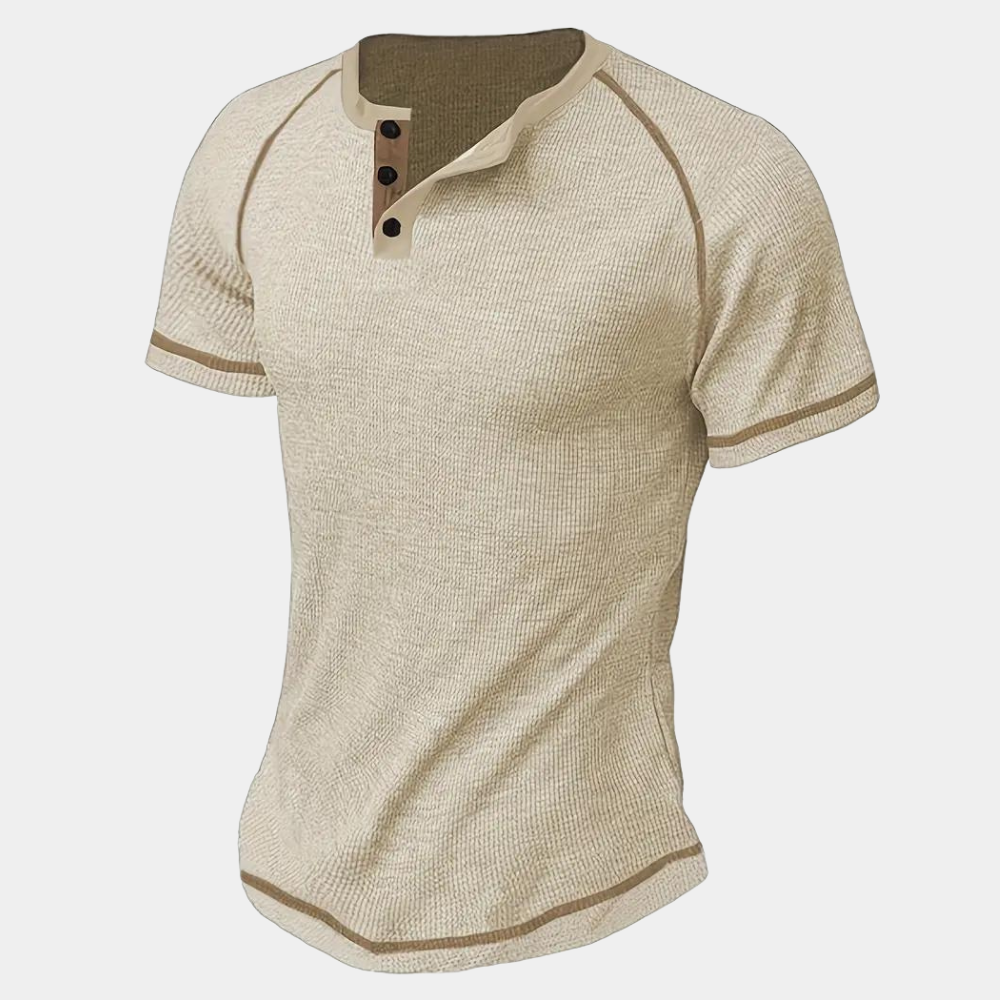 Herren Henley Shirt – Kurzarm – Knopfleiste – Regular Fit – Gerippte Abschlüsse