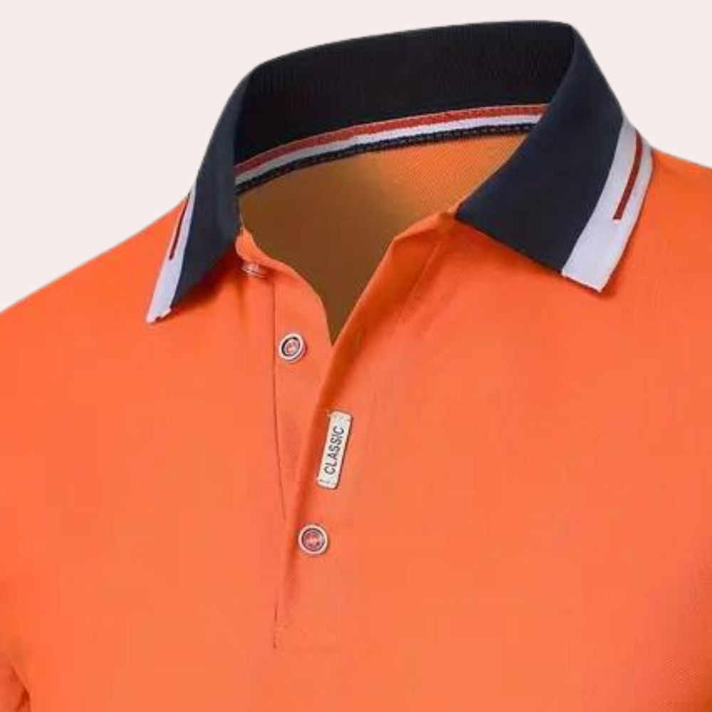 Herren Poloshirt – Slim Fit – Kurzarm mit Kontrastkragen – Knopfleiste Atmungsaktiv