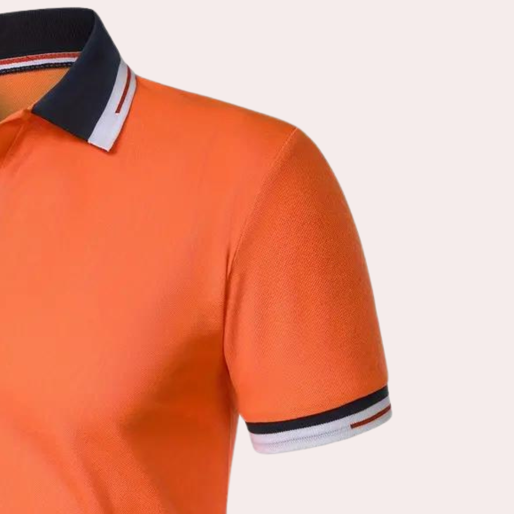 Herren Poloshirt – Slim Fit – Kurzarm mit Kontrastkragen – Knopfleiste Atmungsaktiv