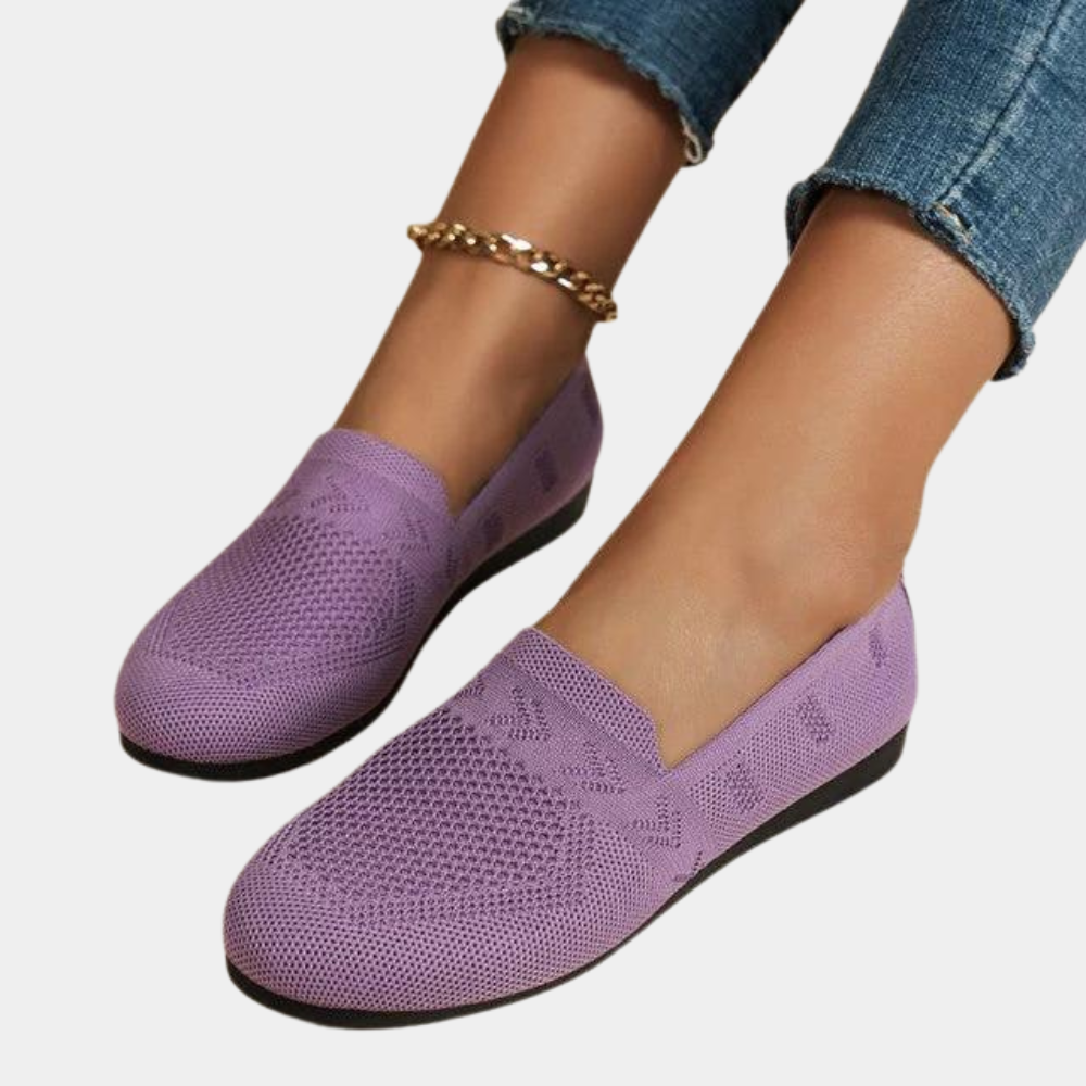 Damen Slipper - Atmungsaktiv & Bequem - Flache Sohle - Eleganter Strick-Loafer