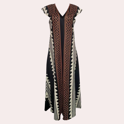 Boho Maxi Kleid für Damen mit geometrischem Muster