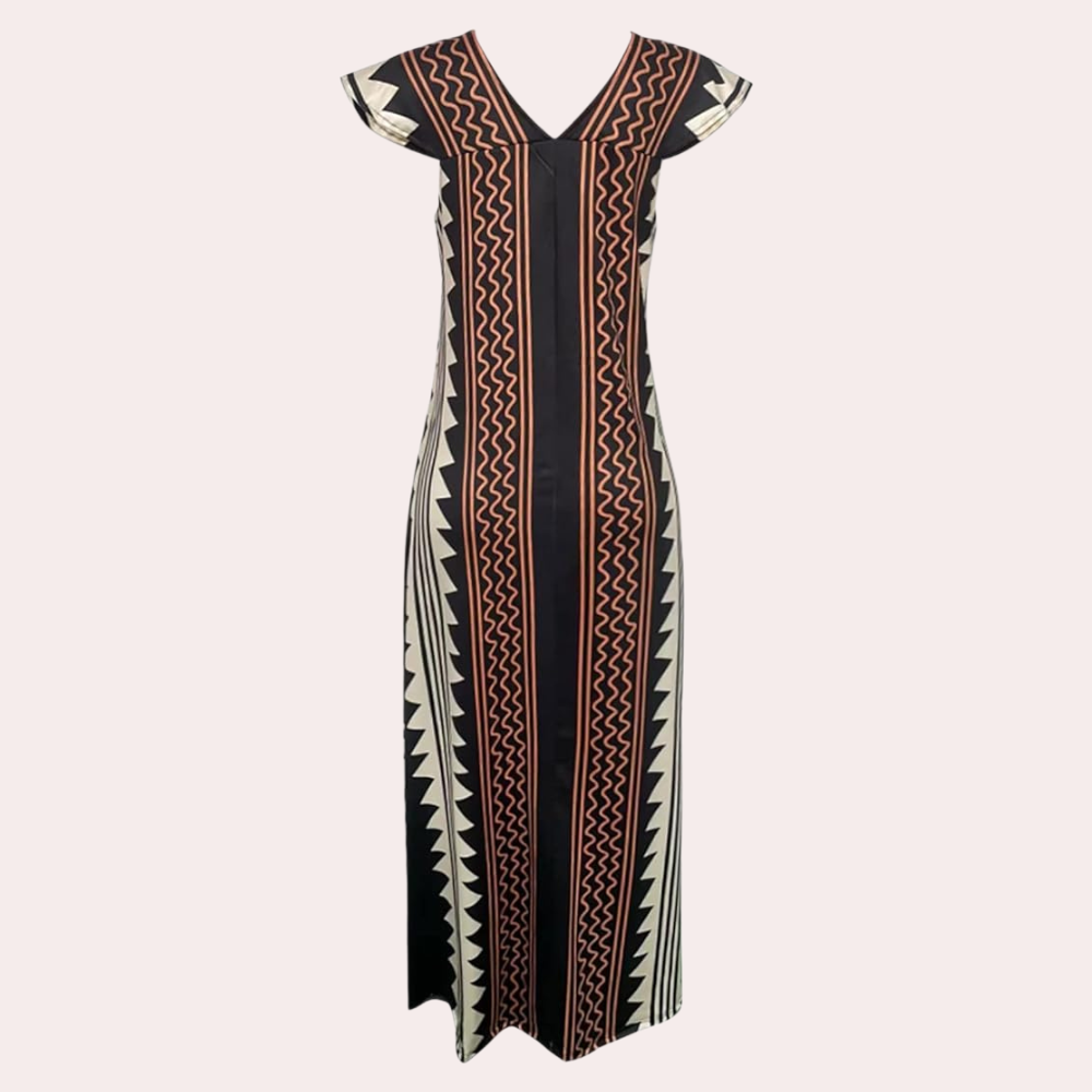 Boho Maxi Kleid für Damen mit geometrischem Muster