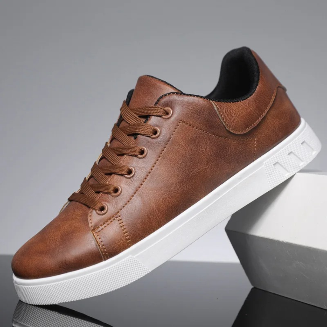 Herren Sneaker - Faux Leder - Bequeme Passform - Rutschfeste Gummi Sohle - Schnürverschluss