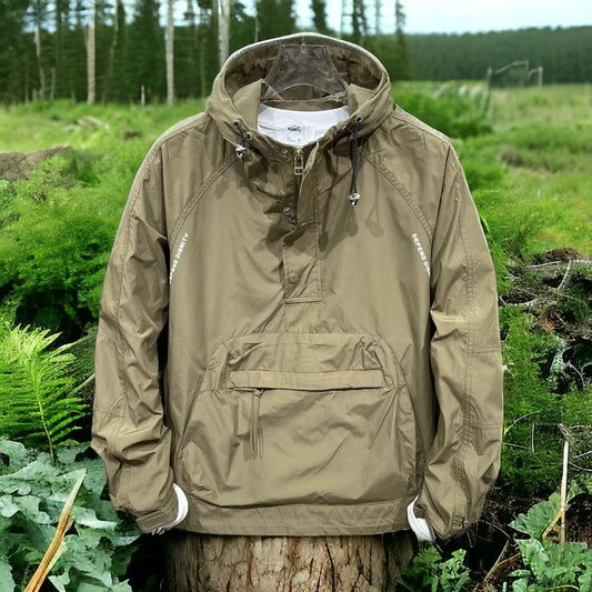 Herren Anorak Jacke – Winddicht & Wasserabweisend – Kapuze & Kängurutasche – Outdoor