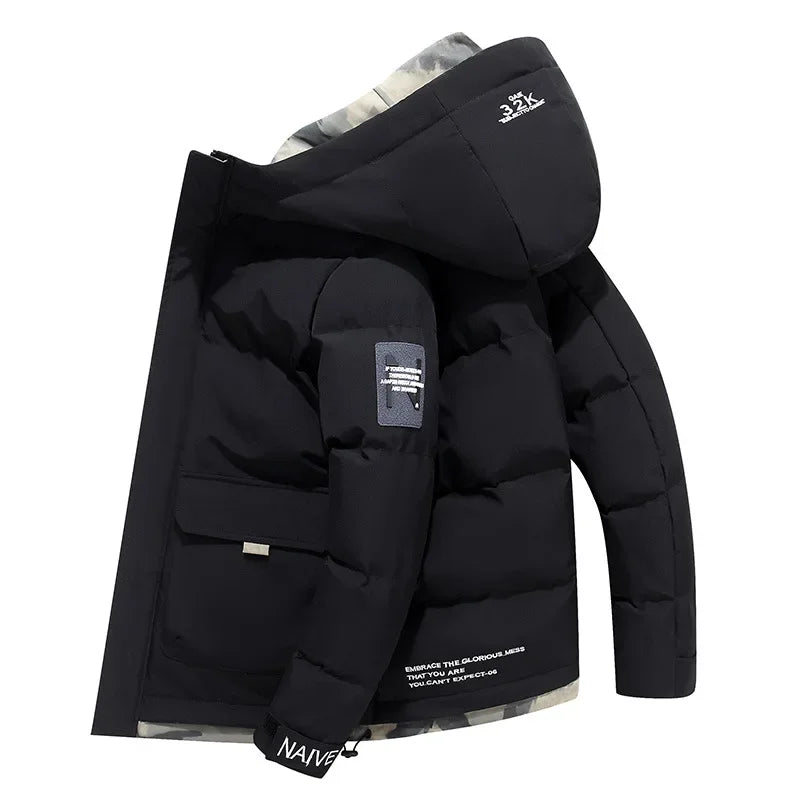 Warme winterjacke mit kapuze für herren