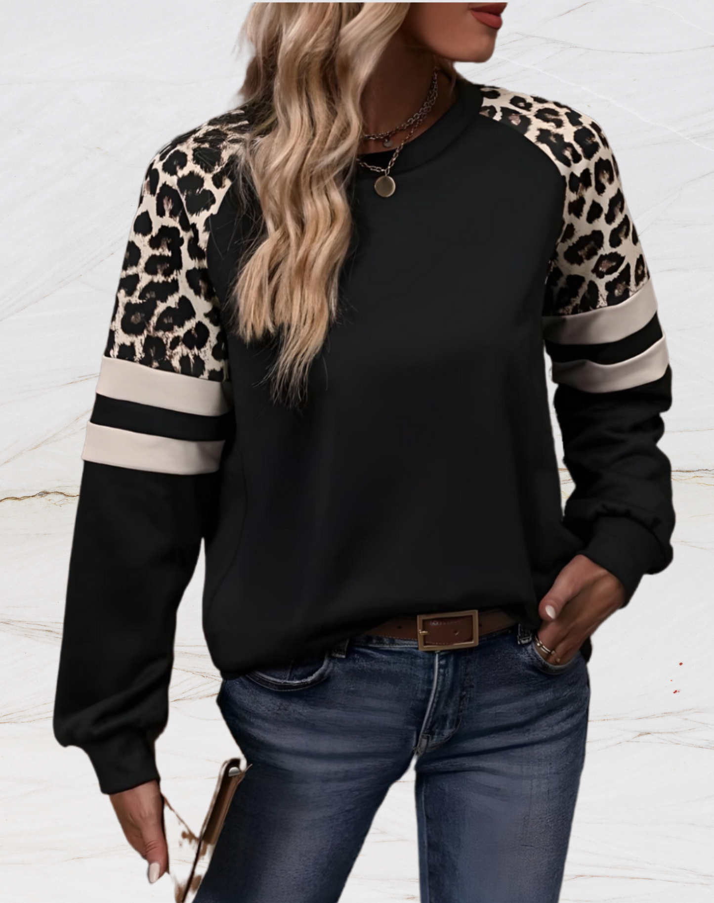 Elonysa - Oversize Pullover mit Leopardenmuster