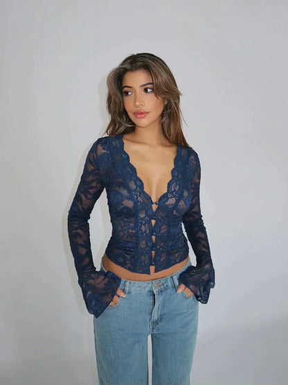 Damen Bluse Chic mit Halblangen Ärmeln