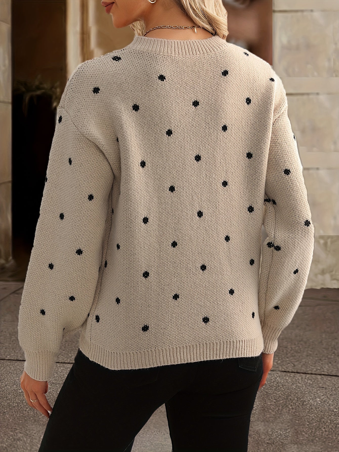 Eleganter Damenpullover | Gepunktetes Design | Weiches Strickmaterial