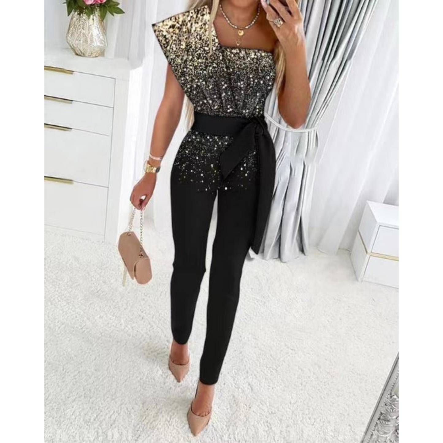 Glitzernde Damen Jumpsuit für Party und Glamour