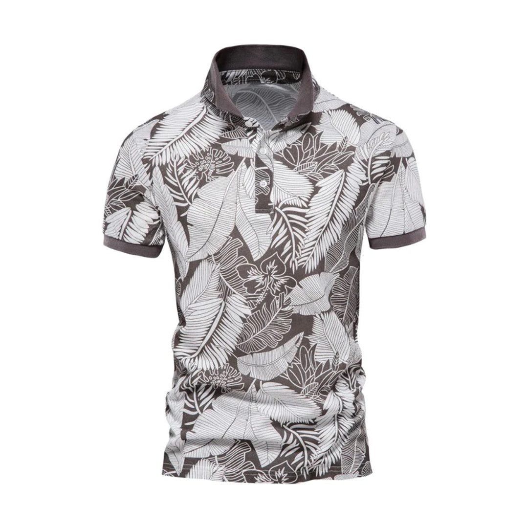 Herren Polo Shirt - Baumwolle - Regular Fit - Kurzarm - Florales Muster - Freizeit