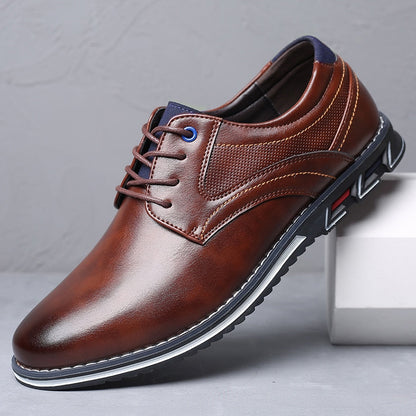 Herren Business Schuhe – Echtes Leder – Elegantes Design – Schnürung – Rutschfeste Sohle