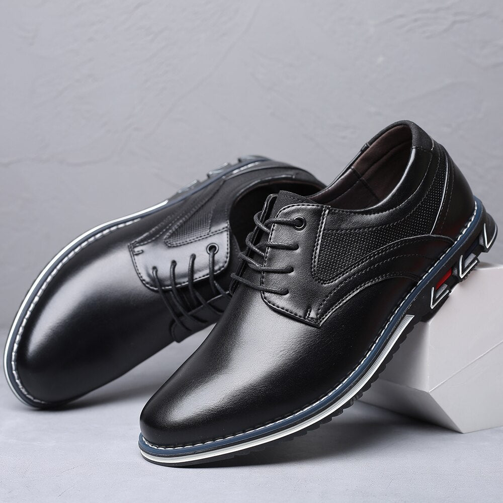 Herren Business Schuhe – Echtes Leder – Elegantes Design – Schnürung – Rutschfeste Sohle