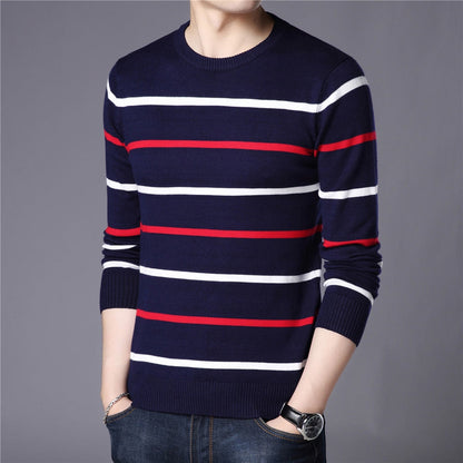 Herren Strickpullover - Rundhals - Gestreift - Langarm - Bequeme Passform