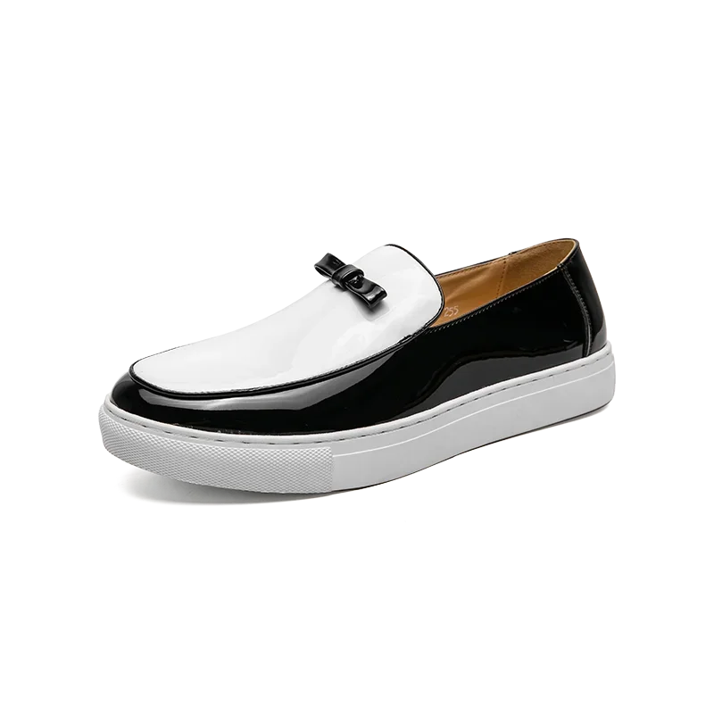 Damen Loafer – Lackleder-Optik – Slip-On – Elegante Schleife – Bequeme Sohle