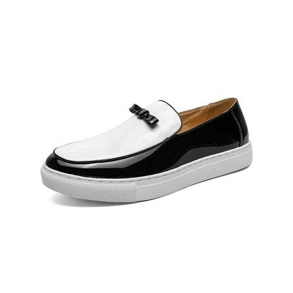 Damen Loafer – Lackleder-Optik – Slip-On – Elegante Schleife – Bequeme Sohle