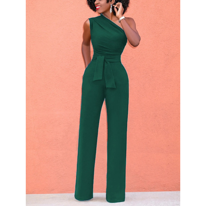 Jumpsuit mit weiter Hose und kurzen Ärmeln