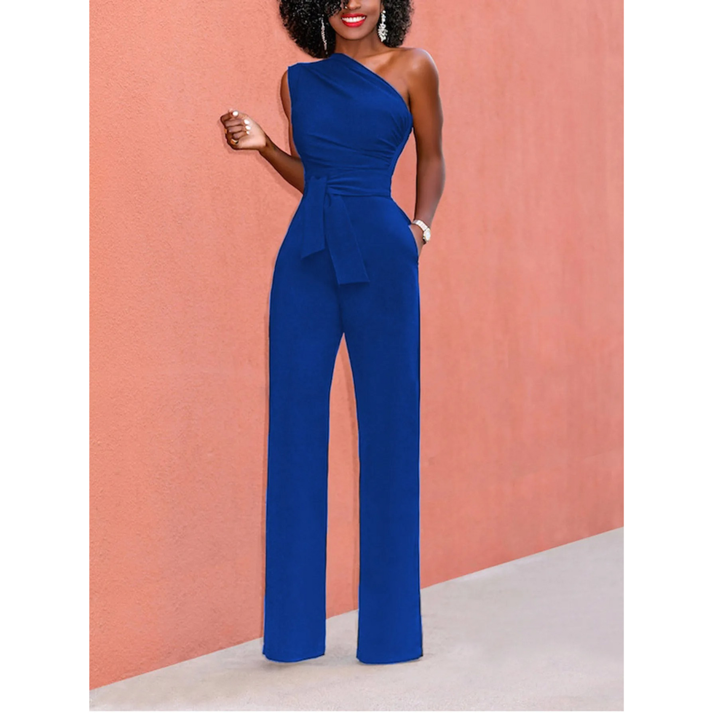 Jumpsuit mit weiter Hose und kurzen Ärmeln