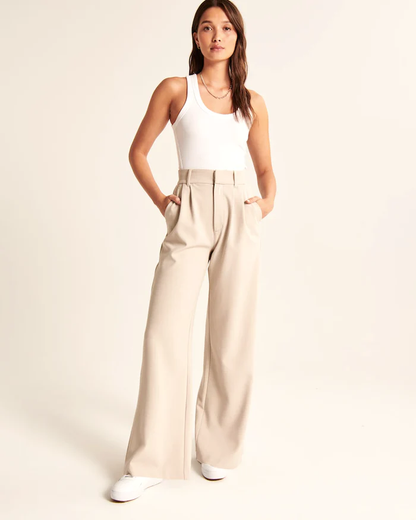 Damen Hose - Maßgeschneidert - High Waist - Weites Bein - Eleganter Look