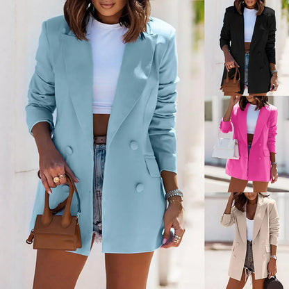 Damen Blazer - Doppelreihig - Longline - Notch-Lapel - Eleganter Look