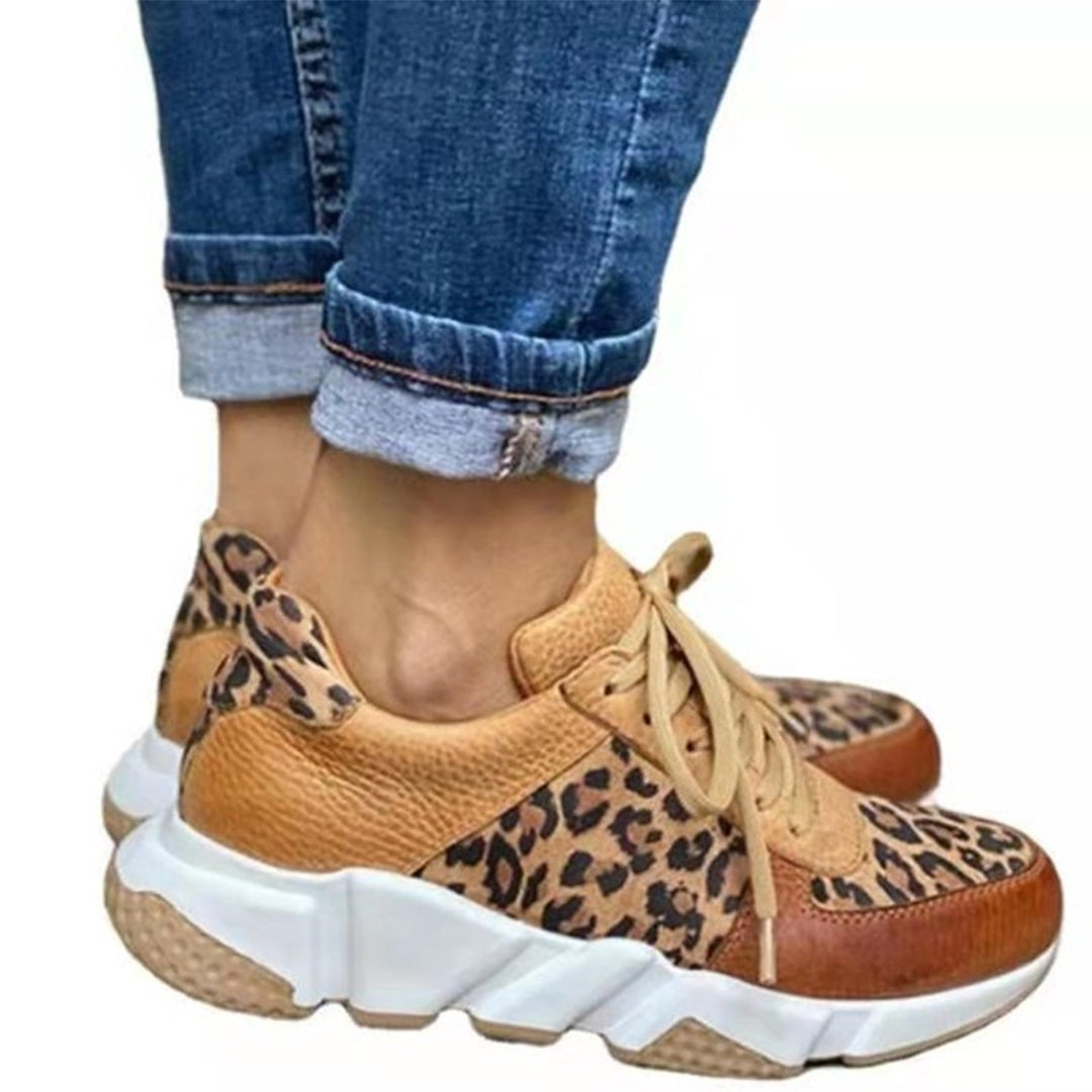 Damen Sneakers – Leopard Print – Chunky Sohle – Modischer Komfort – Schnürverschluss