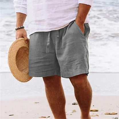 Herren Shorts - Leicht & Atmungsaktiv - Baumwolle/Linen - Elastischer Bund - Casual