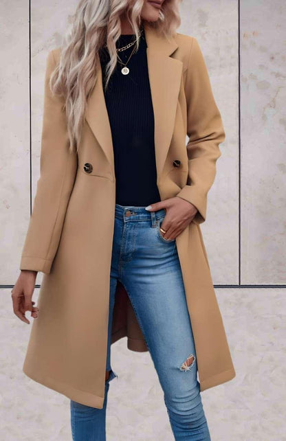 Damen Trenchcoat - Doppelreihig mit Gürtel - Knielang - Eleganter Tailored Fit