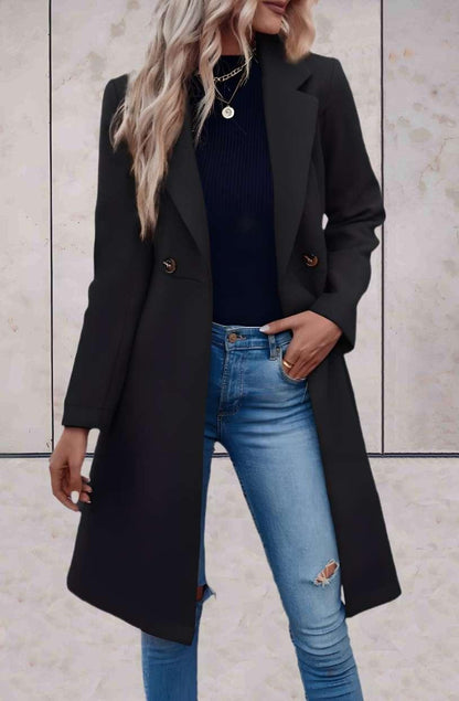 Damen Trenchcoat - Doppelreihig mit Gürtel - Knielang - Eleganter Tailored Fit