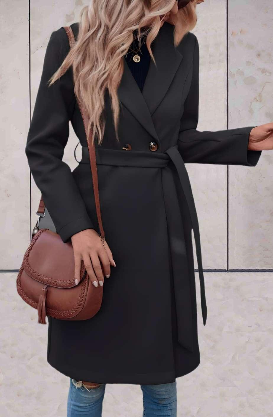 Damen Trenchcoat - Doppelreihig mit Gürtel - Knielang - Eleganter Tailored Fit