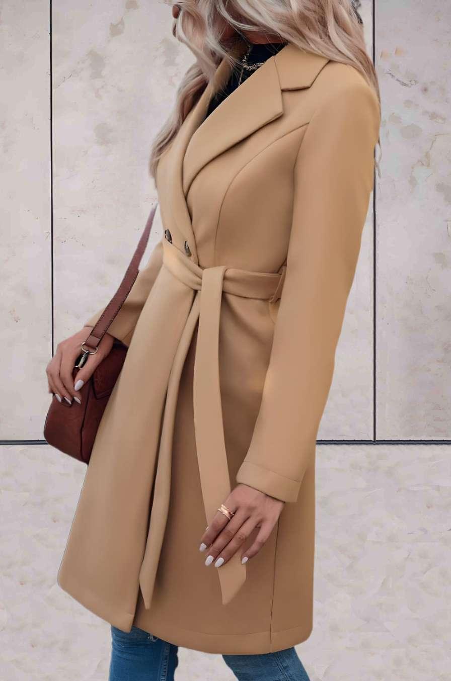 Damen Trenchcoat - Doppelreihig mit Gürtel - Knielang - Eleganter Tailored Fit