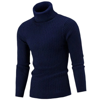 Herren Rollkragenpullover – Slim Fit – Strick mit Zopfmuster – Wärmend & Komfortabel