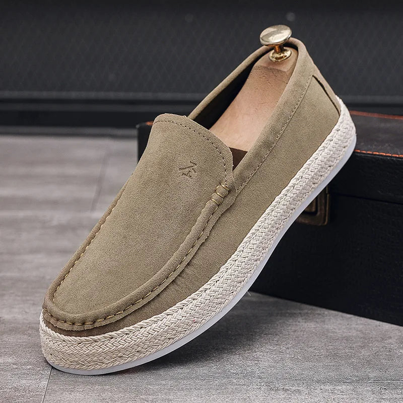 Herren Wildleder-Loafer – Espadrille-Sohle – Slip-On – Bequemer Alltagsschuh