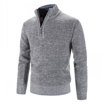 Herren Strickpullover – Viertelreißverschluss – Strukturmuster – Stehkragen – Regular Fit