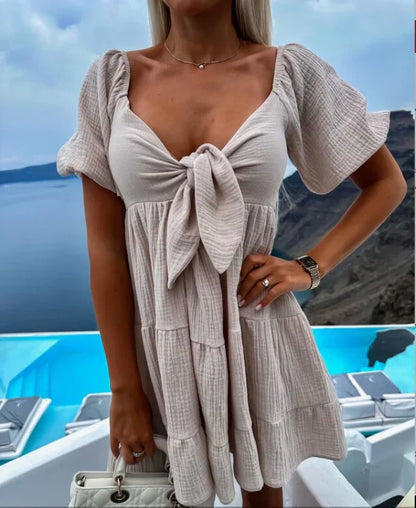 Moderne Damen Sommerkleid mit langen Ärmeln