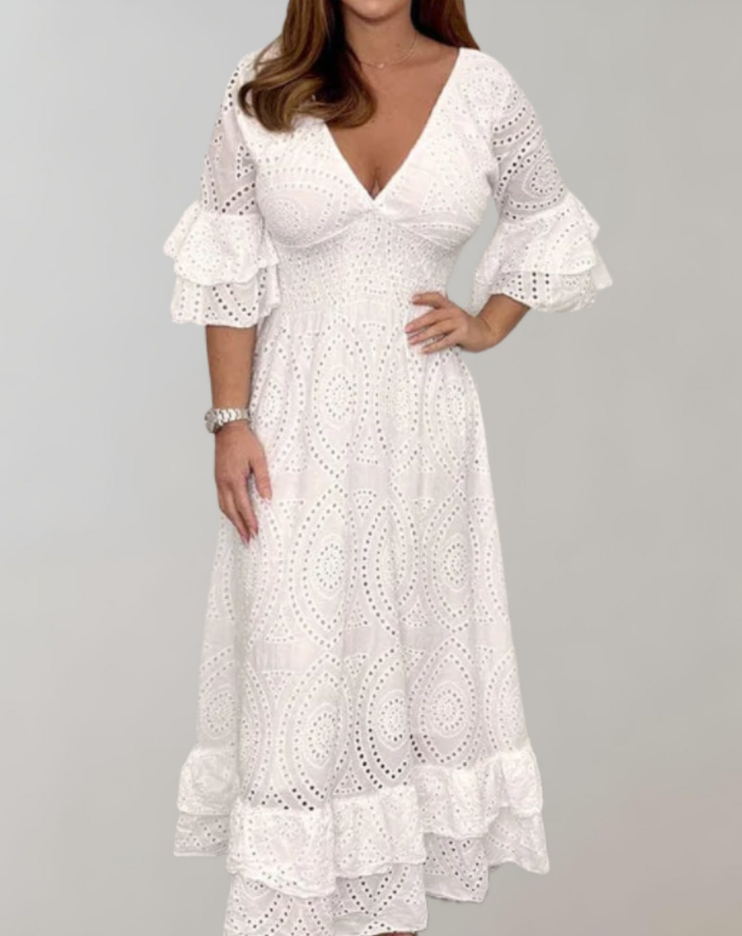 Damen Sommerkleid mit V-Ausschnitt - Leichtes Freizeitkleid